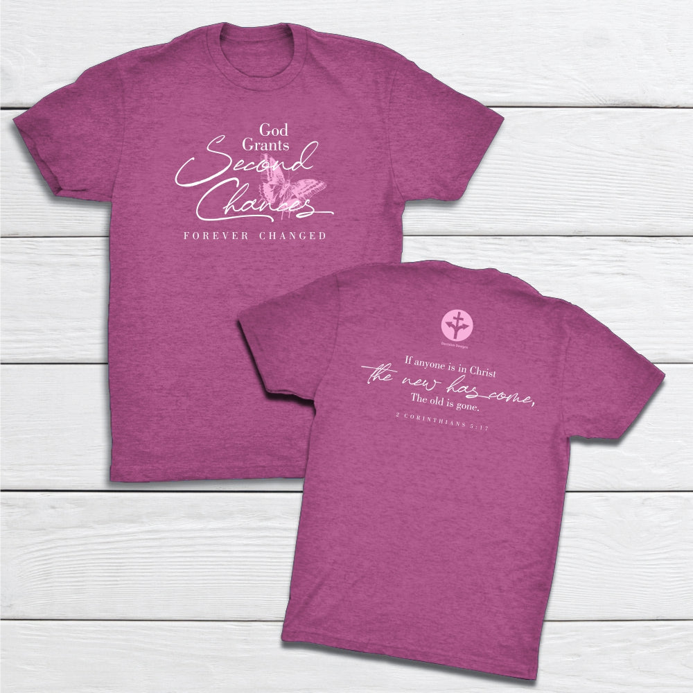 God Grants Second Chances T-shirt - 2X, Magenta image