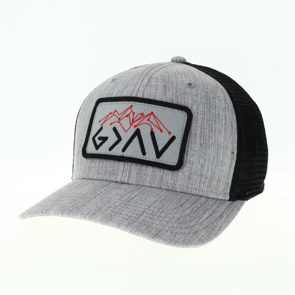 God is Greater Mid-Pro Trucker Hats - Melange Grey/Black image