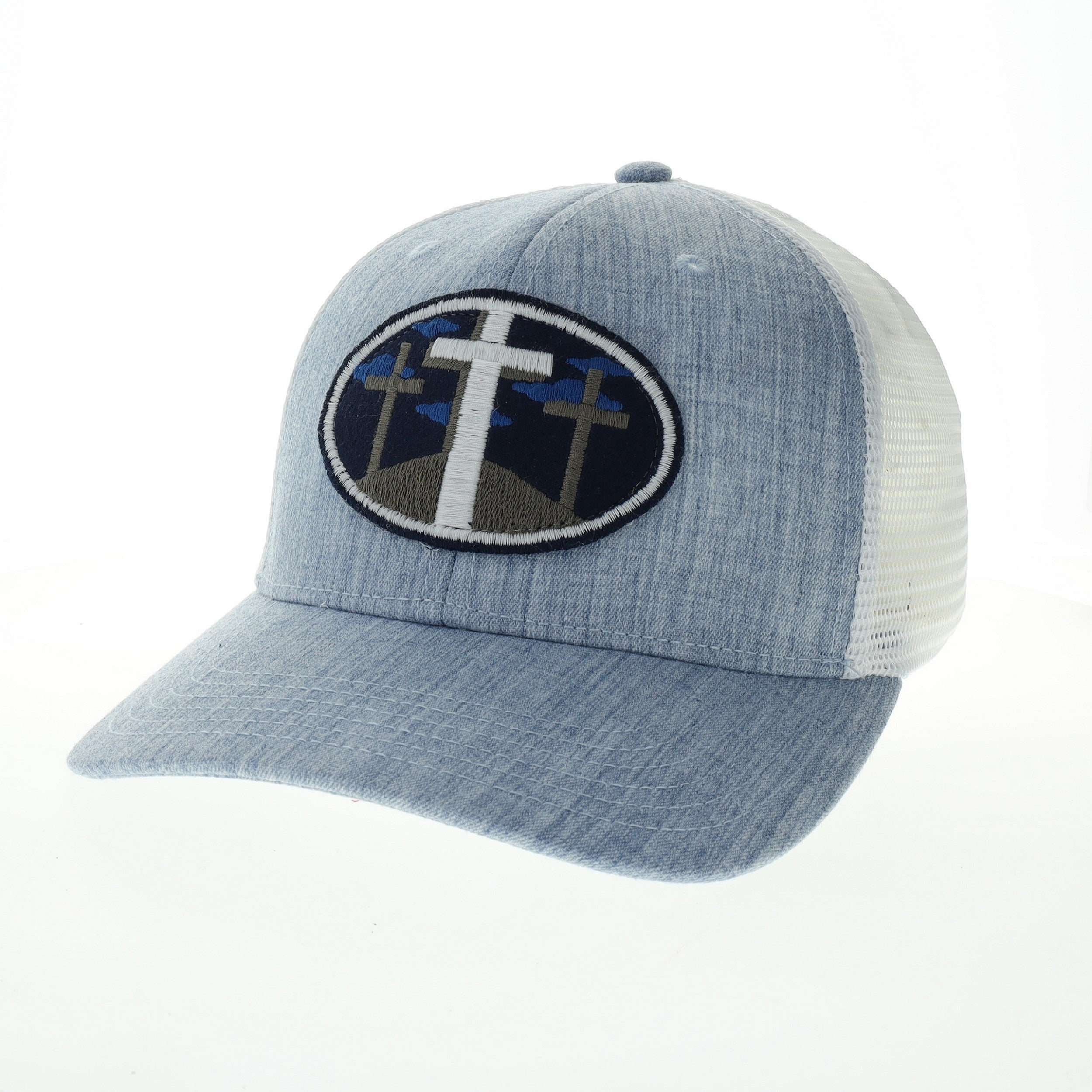 3 Crosses Mid-Pro Trucker Hats - Melange Lt Blue/White image