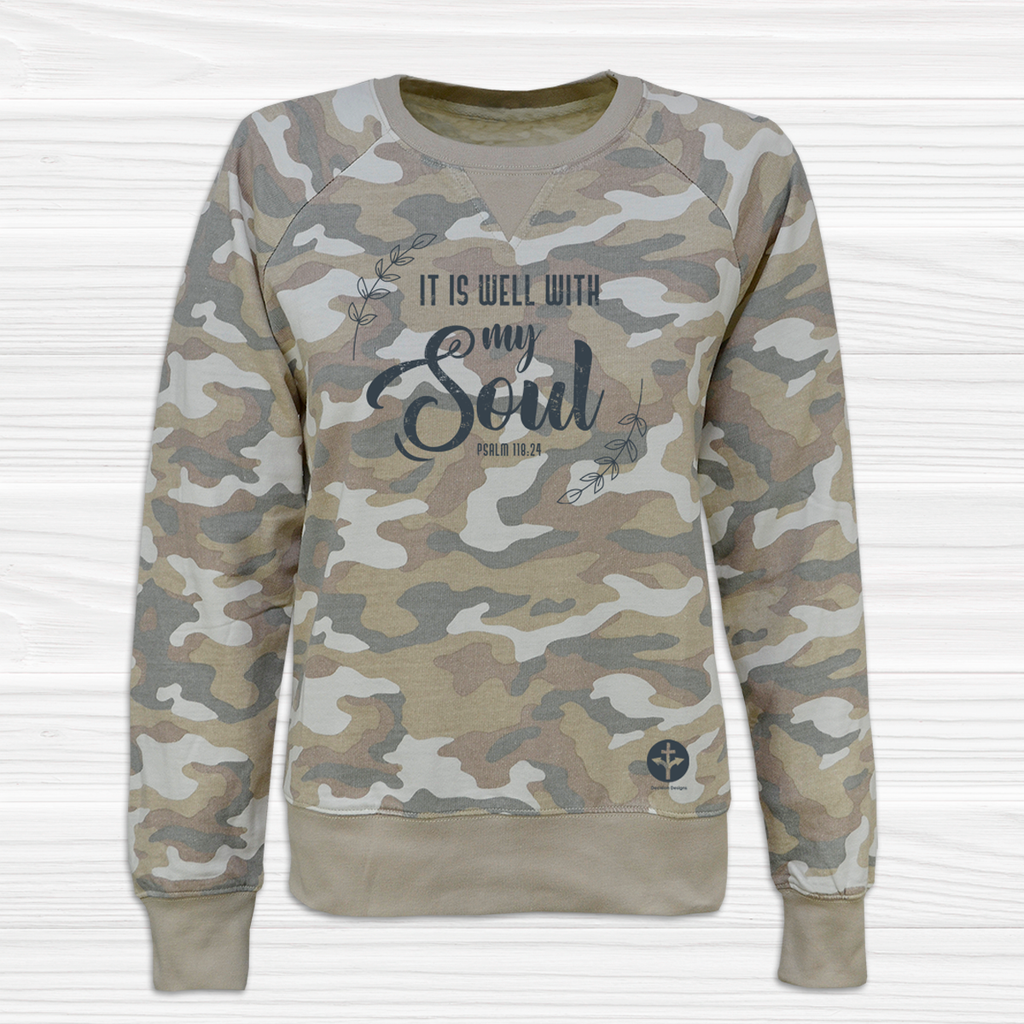 It is Well with My Soul - Women's Camo Sweatshirt - 2X, Taupe Camo image