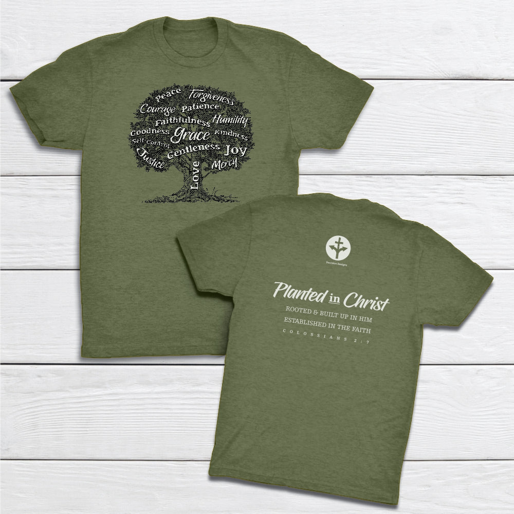 Planted in Christ - Christian Unisex Tee - S, Military Green image