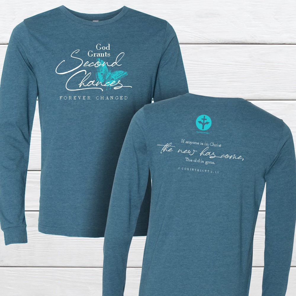God Grants Second Chances Long Sleeve T-shirt - S, Deep Teal image